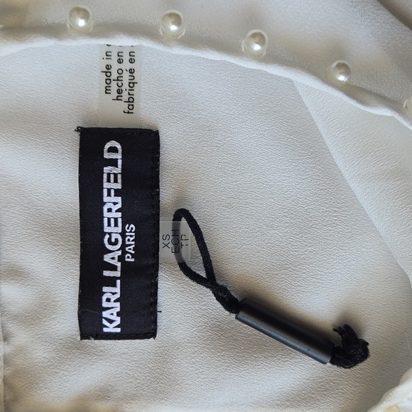 Karl Lagerfeld Pearl Collar Sleeveless Blouse - Picture 2 of 8